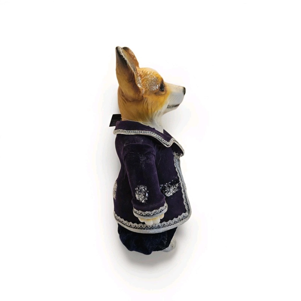 Robert Stanley Home Collection Corgi Dog Figure In Purple Velvet Christmas - Picture 5 of 10